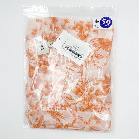 Cami NYC Analys Long Sleeve Silk Top Papaya Toile U23-T02-PYATO XSmall XS NEW - Picture 4 of 4